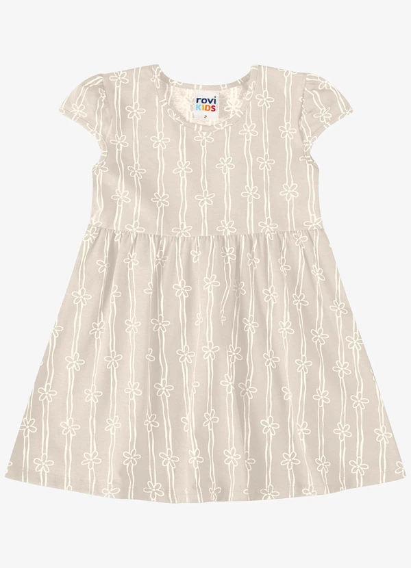 Rovi Kids - Vestido Verão Menina Estampa Rotativa Bege