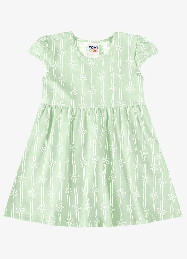Rovi Kids - Vestido Verão Menina Estampa Rotativa Verde