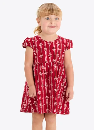 Rovi Kids - Vestido Verão Menina Estampa Rotativa Vermelho - ROVI KIDS