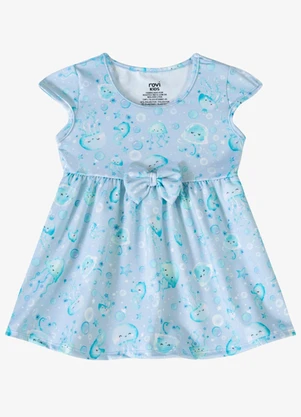 Rovi Kids - Vestido Verão Menina Laço Decorativo Azul - ROVI KIDS