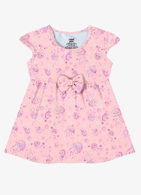 Rovi Kids - Vestido Verão Menina Laço Decorativo Rosa