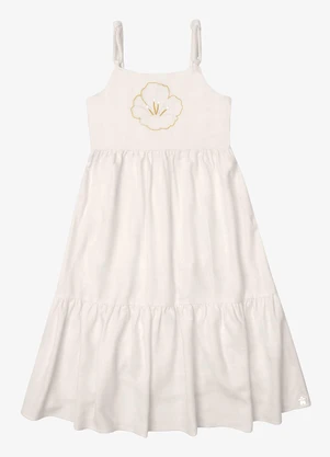 Trick Nick - Vestido Verão Menina Midi com Bordado Bege - TRICK NICK