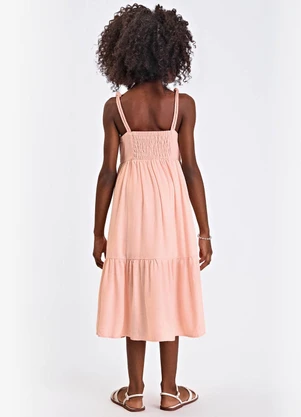 Trick Nick - Vestido Verão Menina Midi com Bordado Rosa - TRICK NICK