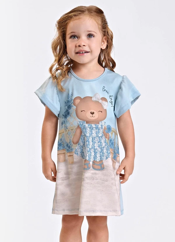 Trick Nick - Vestido Verão Menina Midi com Estampa Azul