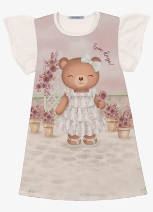 Trick Nick - Vestido Verão Menina Midi com Estampa Bege - TRICK NICK