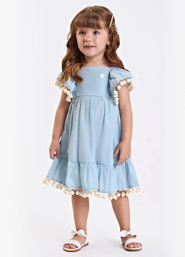 Trick Nick - Vestido Verão Menina Midi com Plaquinha Azul