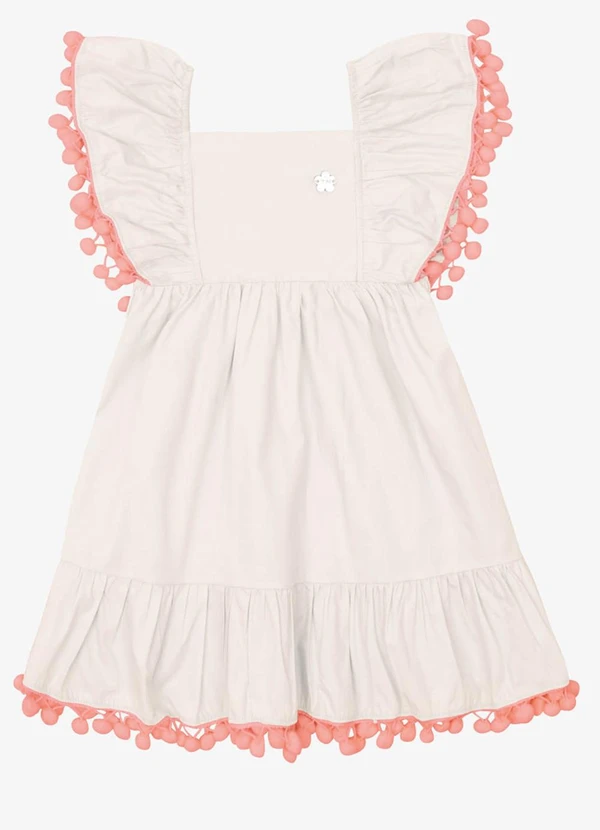 Trick Nick - Vestido Verão Menina Midi com Plaquinha Bege
