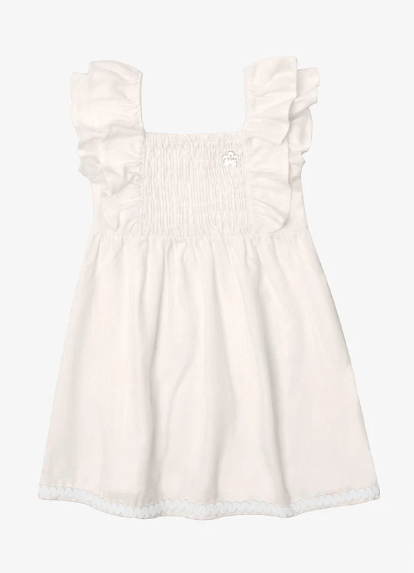 Trick Nick - Vestido Verão Menina Midi com Plaquinha Bege