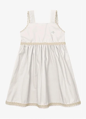 Trick Nick - Vestido Verão Menina Midi com Plaquinha Bege - TRICK NICK