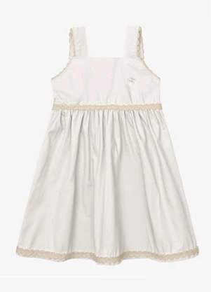 Trick Nick - Vestido Verão Menina Midi com Plaquinha Bege - TRICK NICK