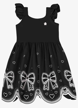 Trick Nick - Vestido Verão Menina Midi com Plaquinha Preto - TRICK NICK