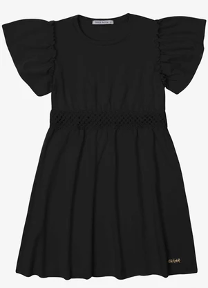 Trick Nick - Vestido Verão Menina Midi com Plaquinha Preto - TRICK NICK