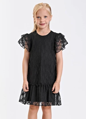 Trick Nick - Vestido Verão Menina Midi com Plaquinha Preto - TRICK NICK