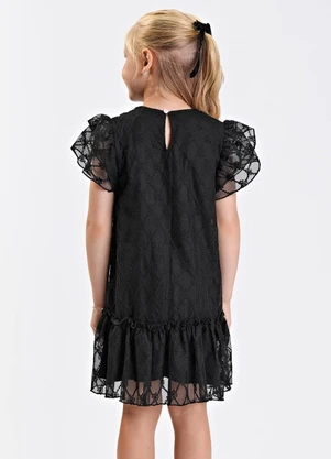 Trick Nick - Vestido Verão Menina Midi com Plaquinha Preto - TRICK NICK