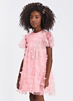 Trick Nick - Vestido Verão Menina Midi com Plaquinha Rosa - TRICK NICK
