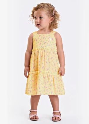 Trick Nick - Vestido Verão Menina Midi Estampado Amarelo - TRICK NICK