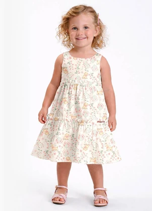 Trick Nick - Vestido Verão Menina Midi Estampado Bege - TRICK NICK