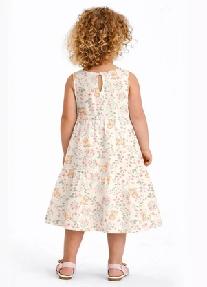 Trick Nick - Vestido Verão Menina Midi Estampado Bege - TRICK NICK