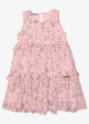 Trick Nick - Vestido Verão Menina Midi Estampado Rosa - TRICK NICK