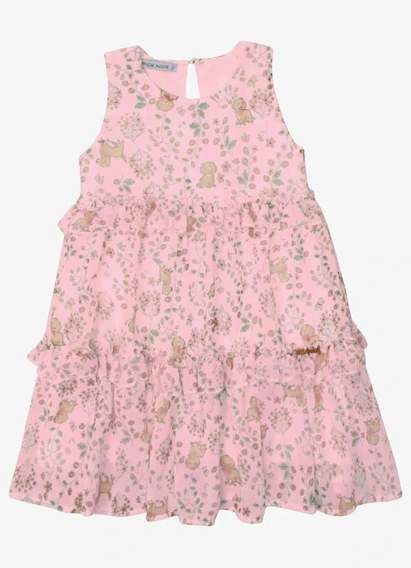 Trick Nick - Vestido Verão Menina Midi Estampado Rosa