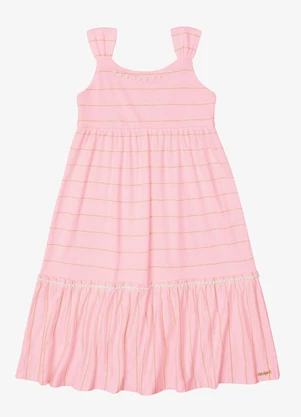 Trick Nick - Vestido Verão Menina Midi Franzido Rosa - TRICK NICK