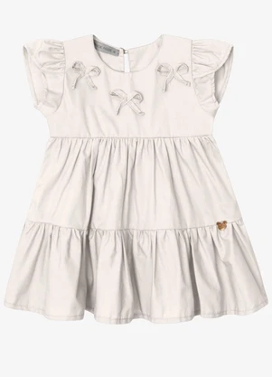 Trick Nick - Vestido Verão Menina Midi Manga Tulipa Bege - TRICK NICK