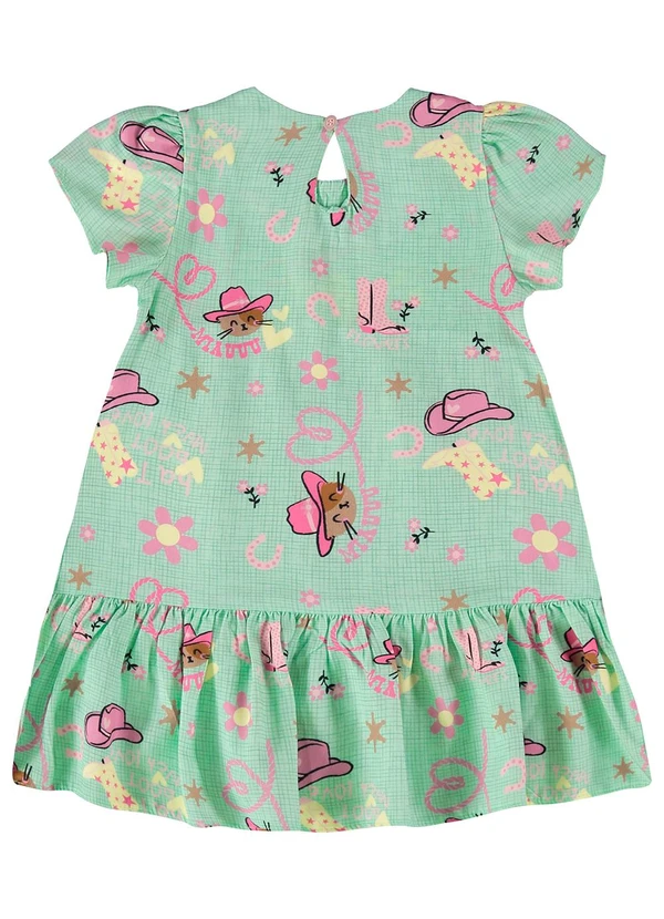 Malwee Kids - Vestido Verde Água Evasê Country Menina 2