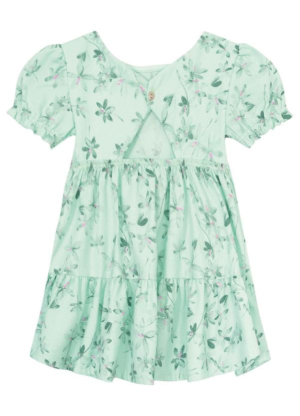 Carinhoso - Vestido Verde Água Godê Floral Menina 2