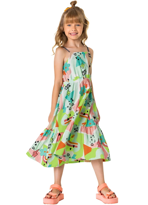 Malwee Kids - Vestido Verde Água Midi Marias Very Cool