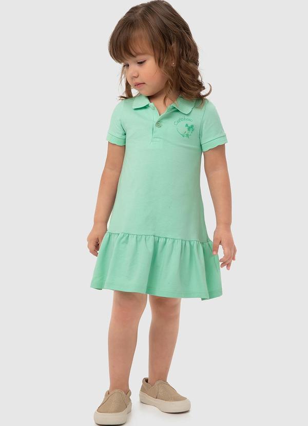 Carinhoso - Vestido Verde Água Polo Evasê