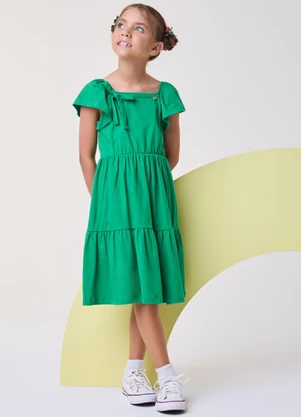 Bimbi - Vestido Verde com Babados Verde - BIMBI