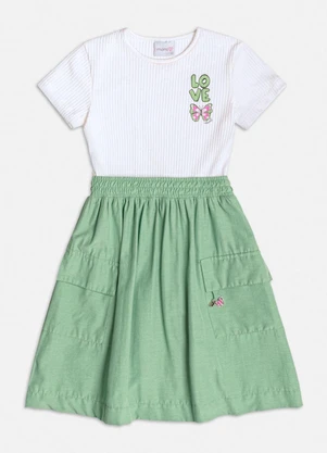 Momi - Vestido Verde com Bolso Cargo Branco - MOMI