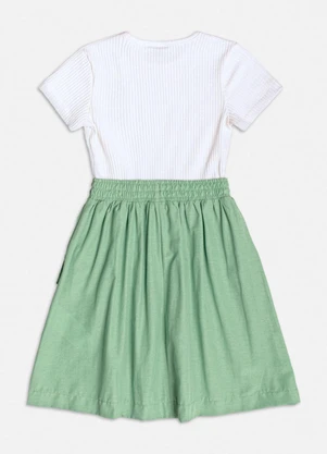 Momi - Vestido Verde com Bolso Cargo Branco - MOMI
