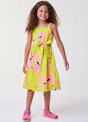 Bimbi - Vestido Verde com Borboletas Verde - BIMBI