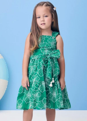 Momi - Vestido Verde de Laise com Bordado - MOMI