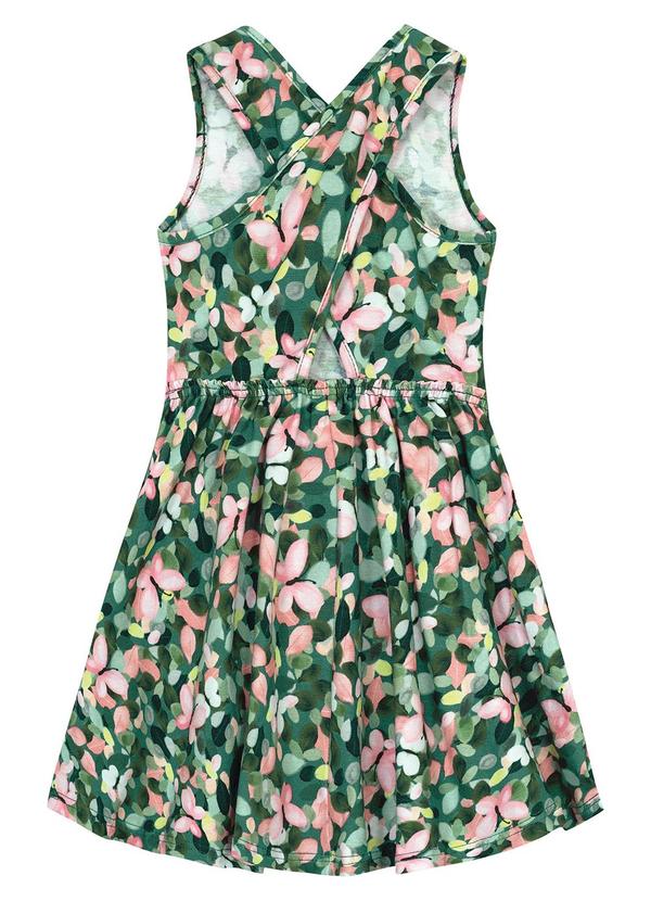 Carinhoso - Vestido Verde Escuro Godê Floral Menina 3