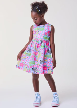 Bimbi - Vestido Verde Floral Azul - BIMBI