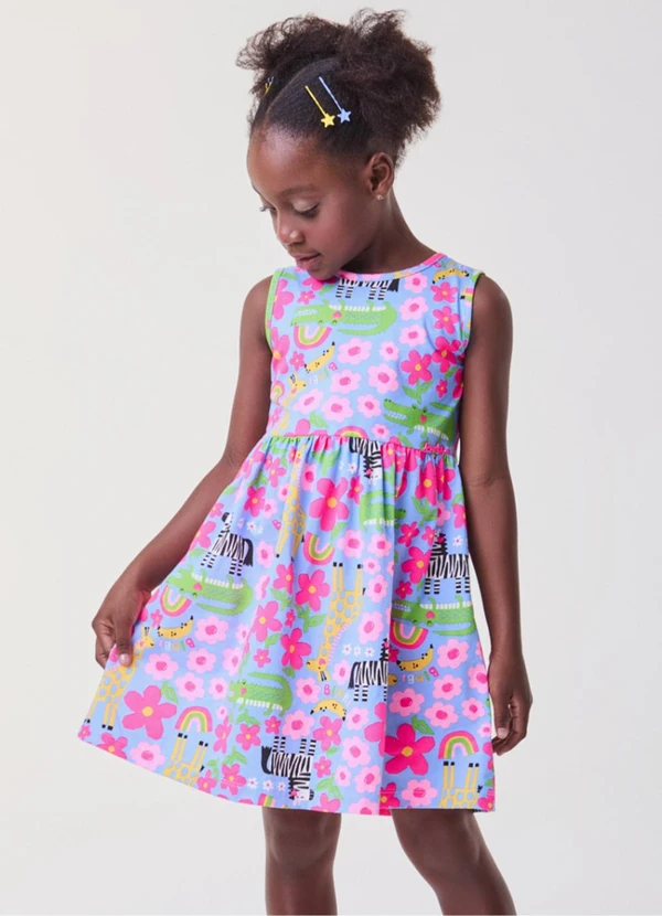 Bimbi - Vestido Verde Floral Azul 1