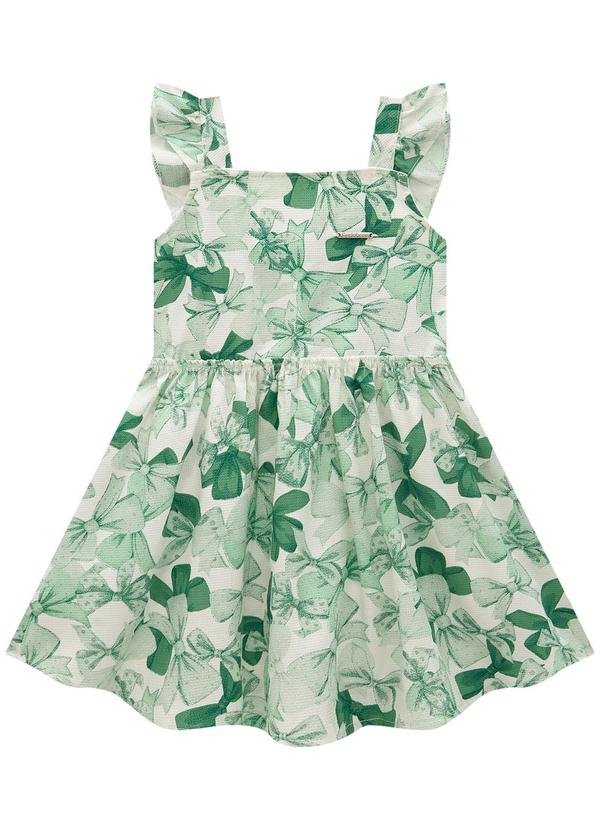 Carinhoso - Vestido Verde Godê Laços Maquinetado