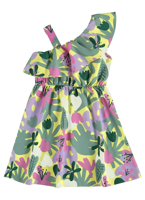 Malwee Kids - Vestido Verde Limão Curto Assimétrico 2