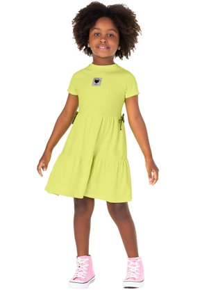 Malwee Kids - Vestido Verde Limão Curto Marias - MALWEE KIDS