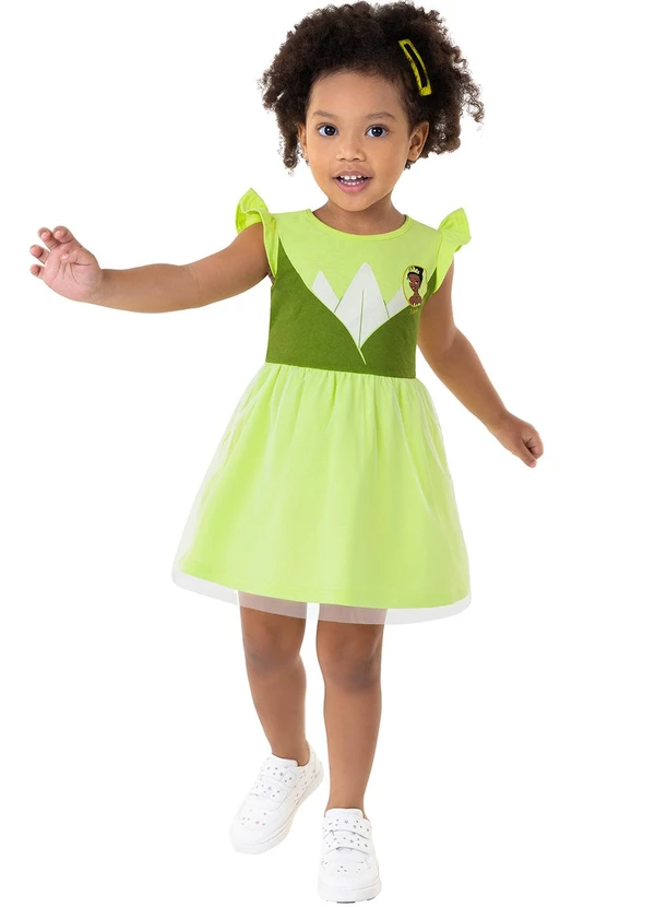 Malwee Kids - Vestido Verde Limão Godê Princesa Tiara®