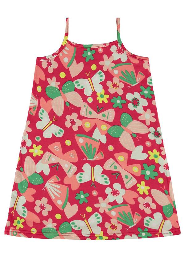 Malwee Kids - Vestido Vermelho Amplo de Borboletas