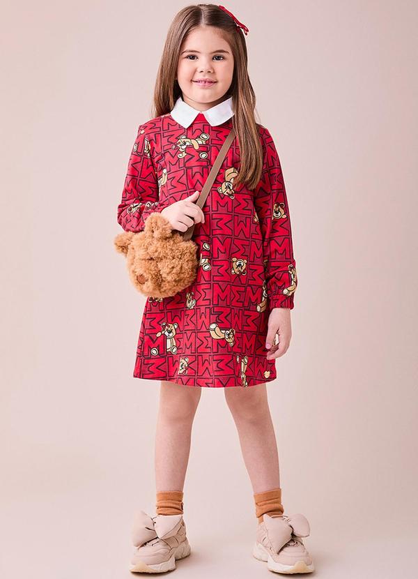 Momi - Vestido Vermelho com Ursos Vermelho