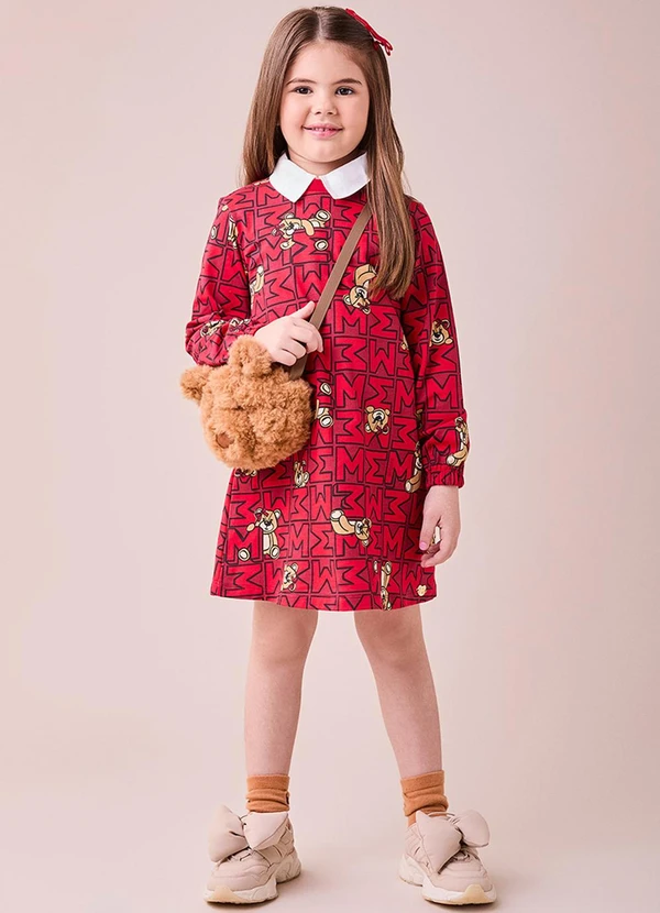 Momi - Vestido Vermelho com Ursos Vermelho