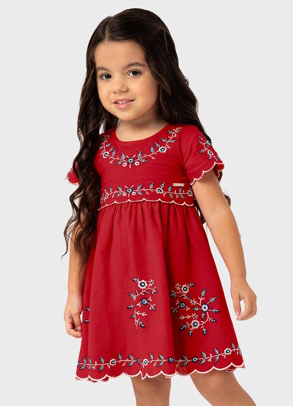 Carinhoso - Vestido Vermelho Curto com Bordado