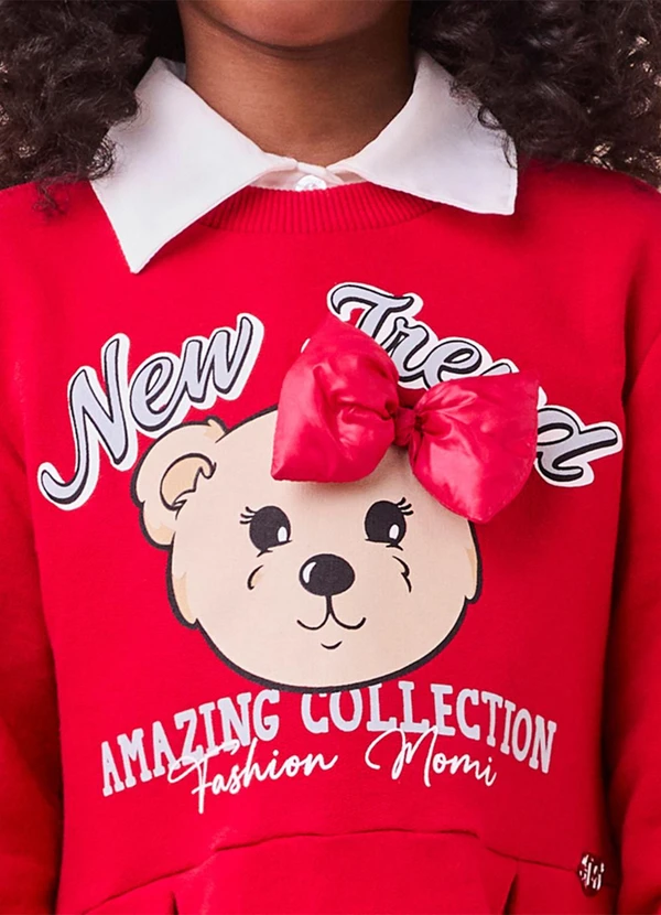 Momi - Vestido Vermelho de Urso com Laço 3d Vermelho 4