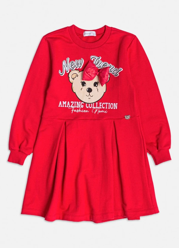 Momi - Vestido Vermelho de Urso com Laço 3d Vermelho 5
