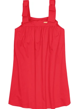 Carinhoso - Vestido Vermelho Evasê com Bordado Menina - CARINHOSO