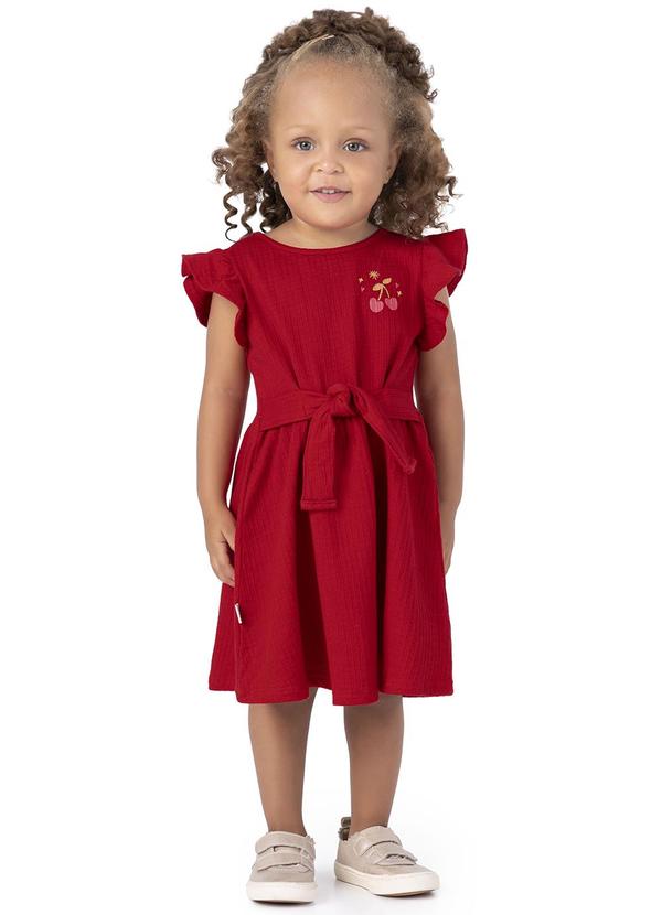 Malwee Kids - Vestido Vermelho Evasê Texturizado
